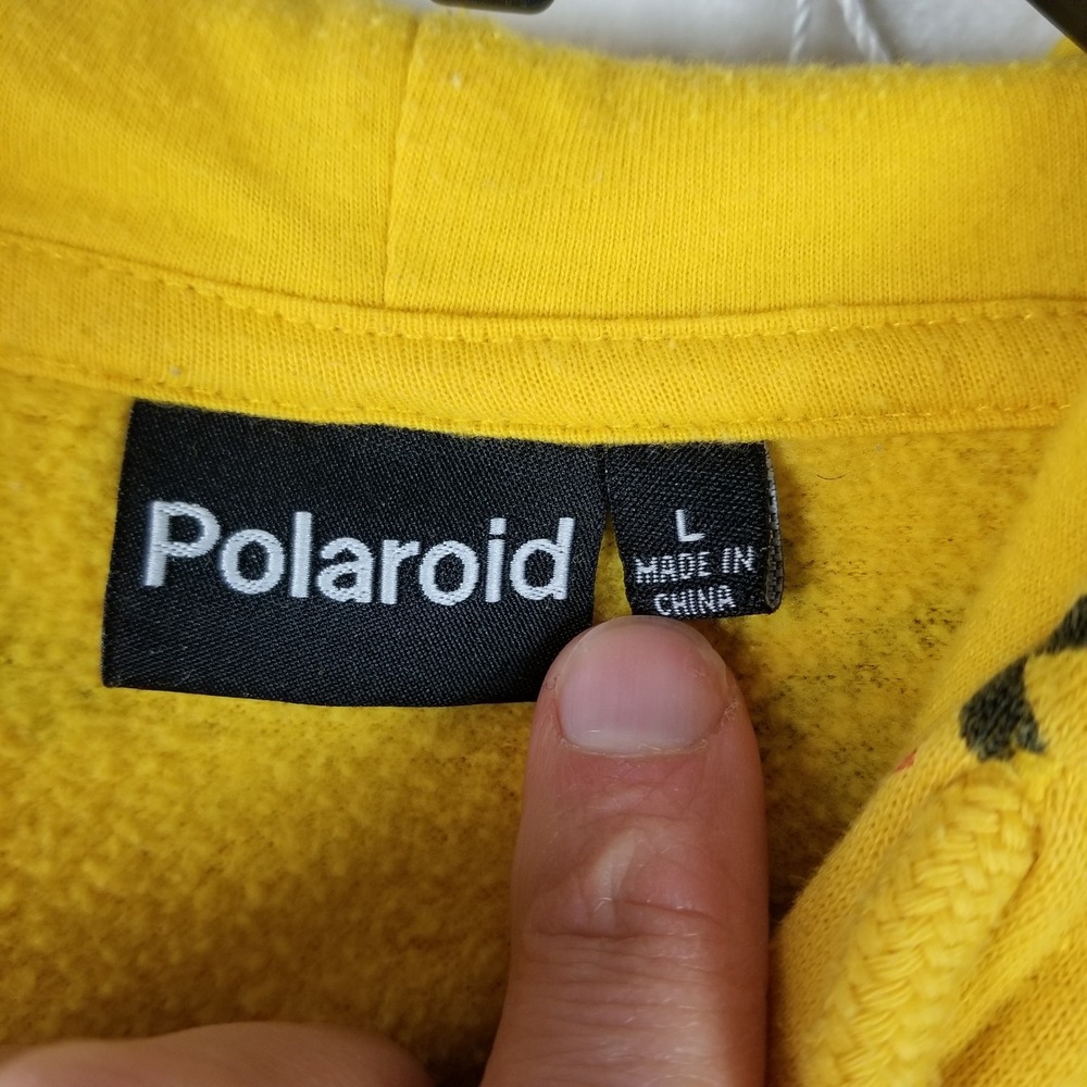 Polaroid Mens All Over Print Logo Hoodie Yellow Rainbow Graphic Sweatshirt Large - Picture 3 of 7